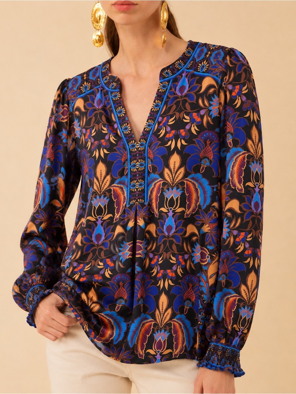 Hale Bob Long Sleeve Pullover Top / Blouse Size Medium